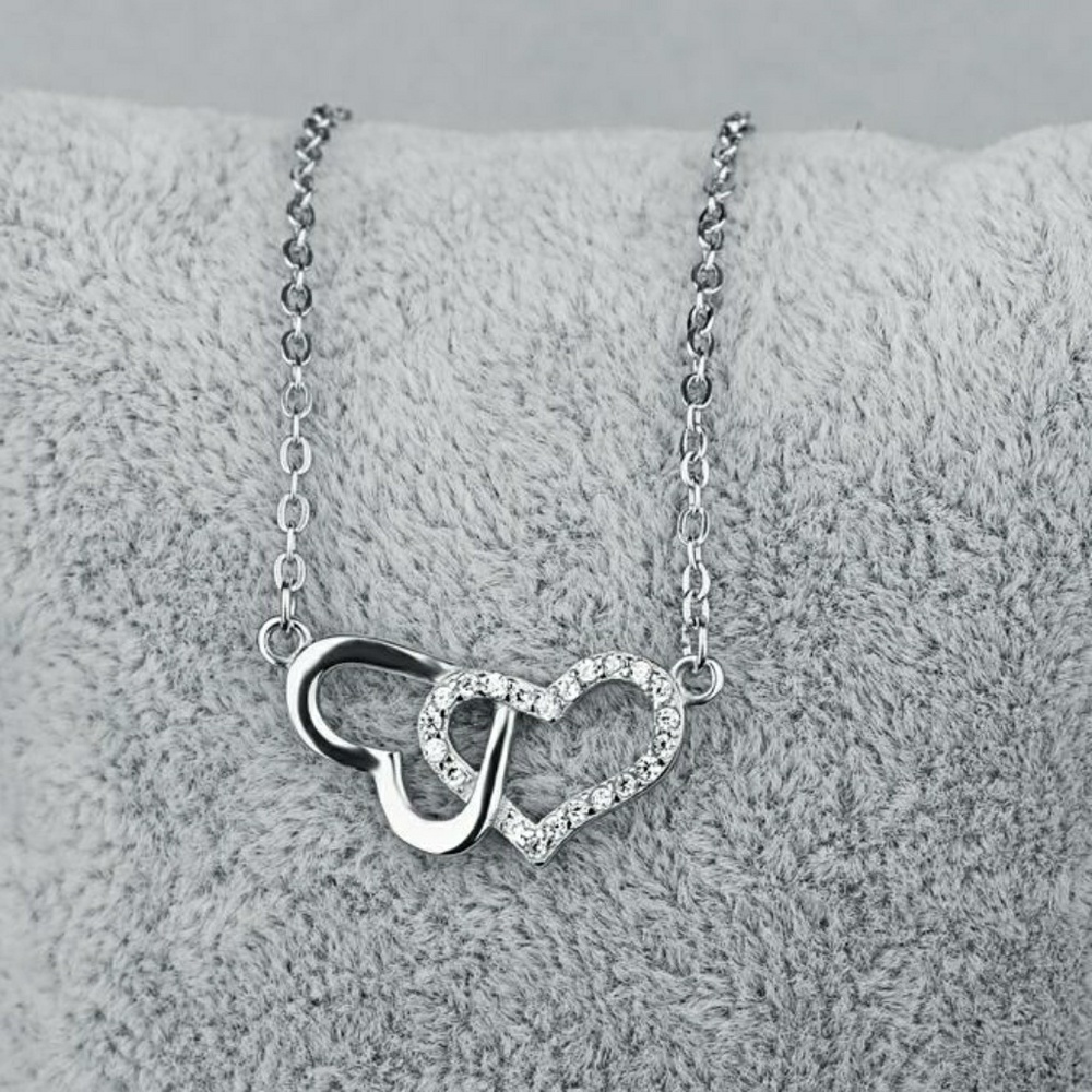 925 Sterling silver twin hearts necklace 18"
